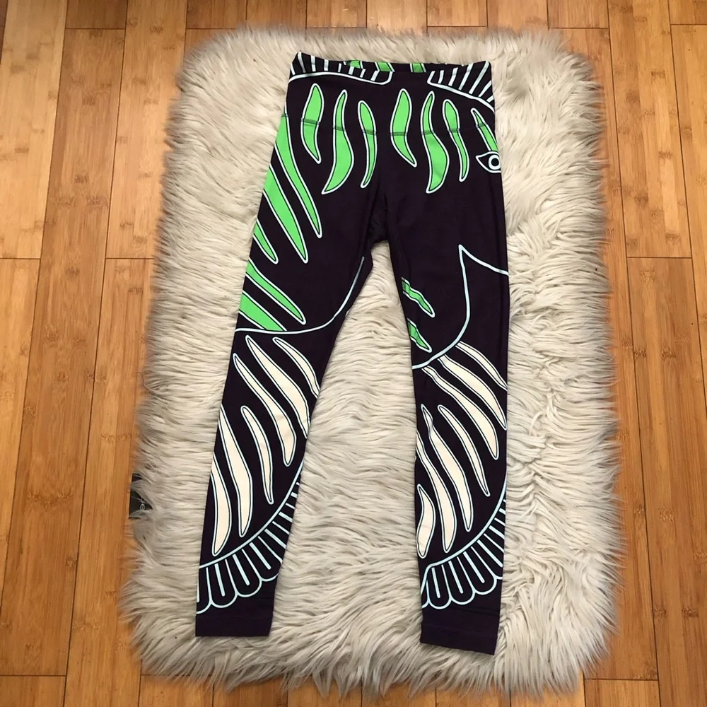 Tory Burch Weightless Printed 7/8 Legging Zebra High Waist Purple Green size XS
